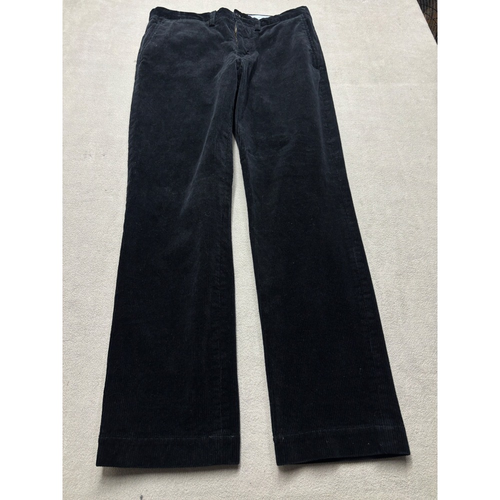 Polo Ralph Lauren Mens Black Corduroy Stretch Straight Fit Pants 33x32